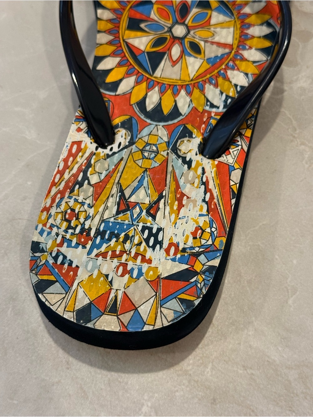 Tory Burch Psychedelic Geo Enamel Logo PVC/EVA Sole Flip Flop Sandal Size 8 - Picture 8 of 10
